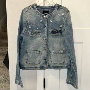 NWT Express Embellished Blue Denim Jacket size XS